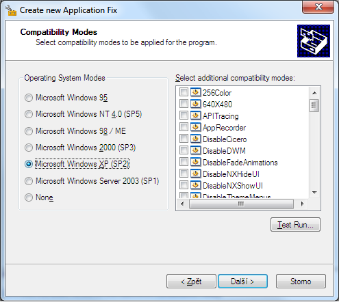 Creating fix - selecting operating system